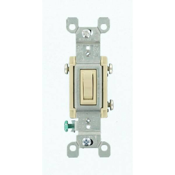 Leviton 15 Amp 3-Way CO/ALR AC Quiet Toggle Switch, Ivory R61