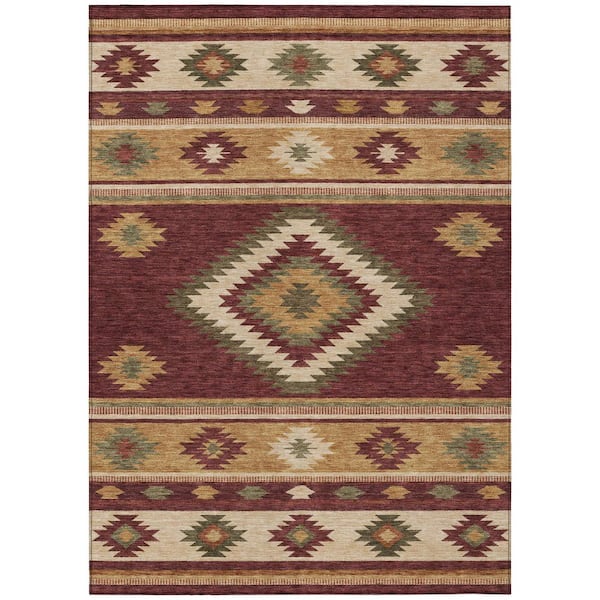 Chantille Machine Washable Indoor/Outdoor Abstract ACN3127 Garnet 10 ft. x 14 ft. Area Rug