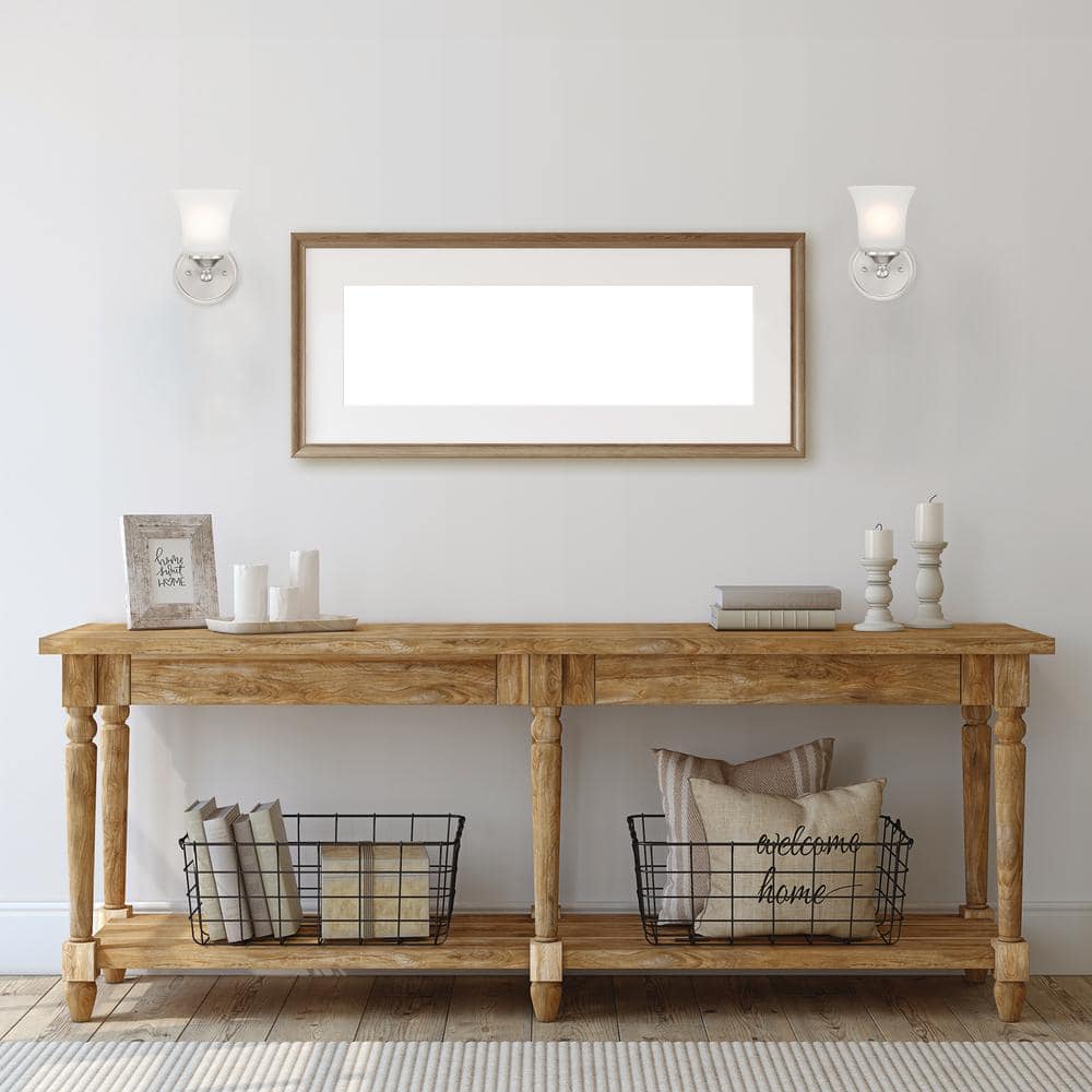 Transitional Flared Frosted Glass & Brushed Nickel Sconce, 9.5" Height