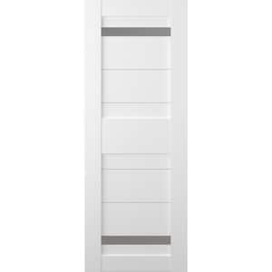 Imma 18 in. x 80 in. No Bore Solid Core 2-Lite Frosted Glass Bianco Noble Finished Wood Composite Interior Door Slab