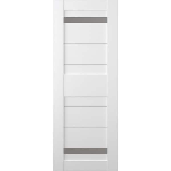 Belldinni Imma 24 in. x 80 in. No Bore Solid Core 2-Lite Frosted Glass Bianco Noble Finished Wood Composite Interior Door Slab