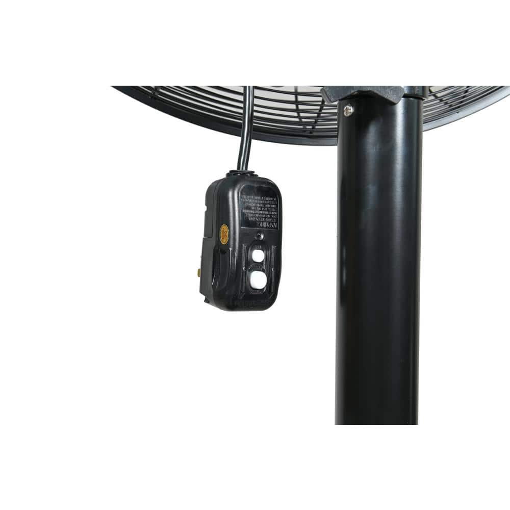 24" Black Adjustable Height Waterproof Pedestal Fan