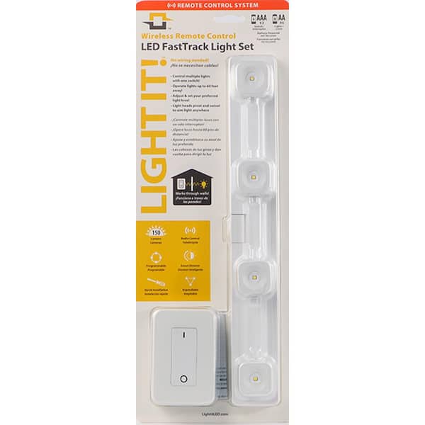 Light It 14 5 In White Wireless Rc, Battery Operated Track Lighting Home Depot