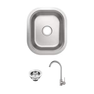 15 in. Belmar 18-Gauge Stainless Steel Undermount Single Bowl Bar Sink with Gooseneck Faucet and Strainer Drain
