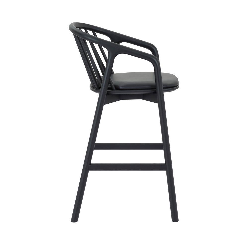 Markeith Black Oak and Faux Leather Counter Stool