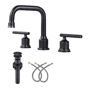 8 in. Widespread 2-Handle Bathroom Faucet with Pop Up Drain, 3 Hole Bathroom Sink Lavatory Faucet in Oil Rubbed Bronze