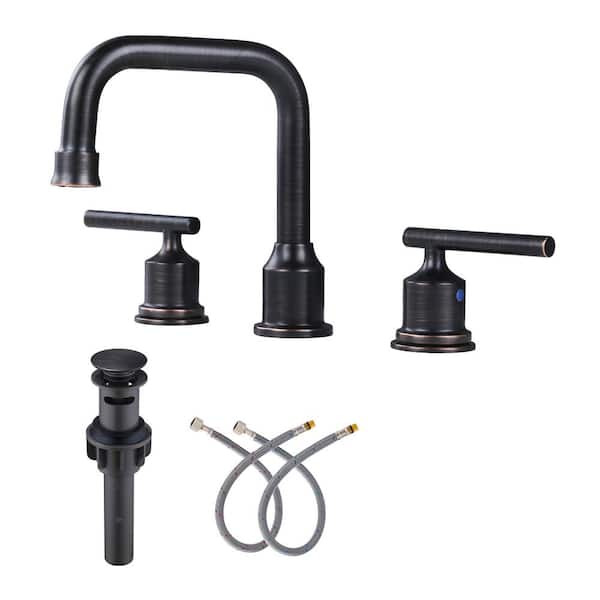 ARCORA 8 in. Widespread 2-Handle Bathroom Faucet with Pop Up Drain, 3 Hole Bathroom Sink Lavatory Faucet in Oil Rubbed Bronze