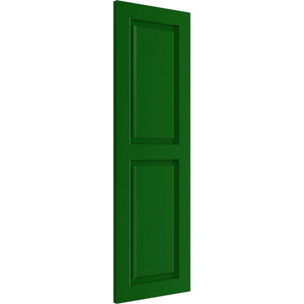 Viridian Green PVC Raised Panel Exterior Shutters, 12" x 33"