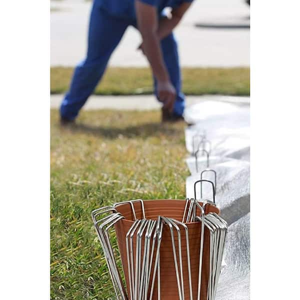 Sandbaggy 6" Galvanized Landscape Staples - 100-Pack Heavy Duty Ground Pins For Fabric, Sod & Decor