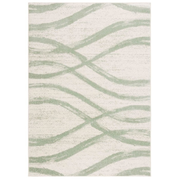 Adirondack 9 ft. x 12 ft. Ivory/Sage Waves Area Rug