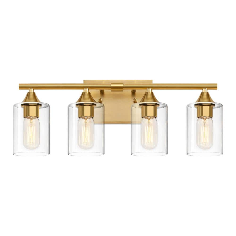 23.4 in. 4-Light Matte Black Modern Industrial Bathroom Vanity Light with Glass Shades price history on PriceWatchPro