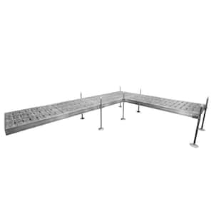 16 ft. L-Shaped Boat Dock System with Aluminum Frame and Thermoformed Terrazzo Decking