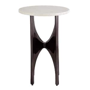 Doriana 14 in. Black Nickel Round Marble Accent Table