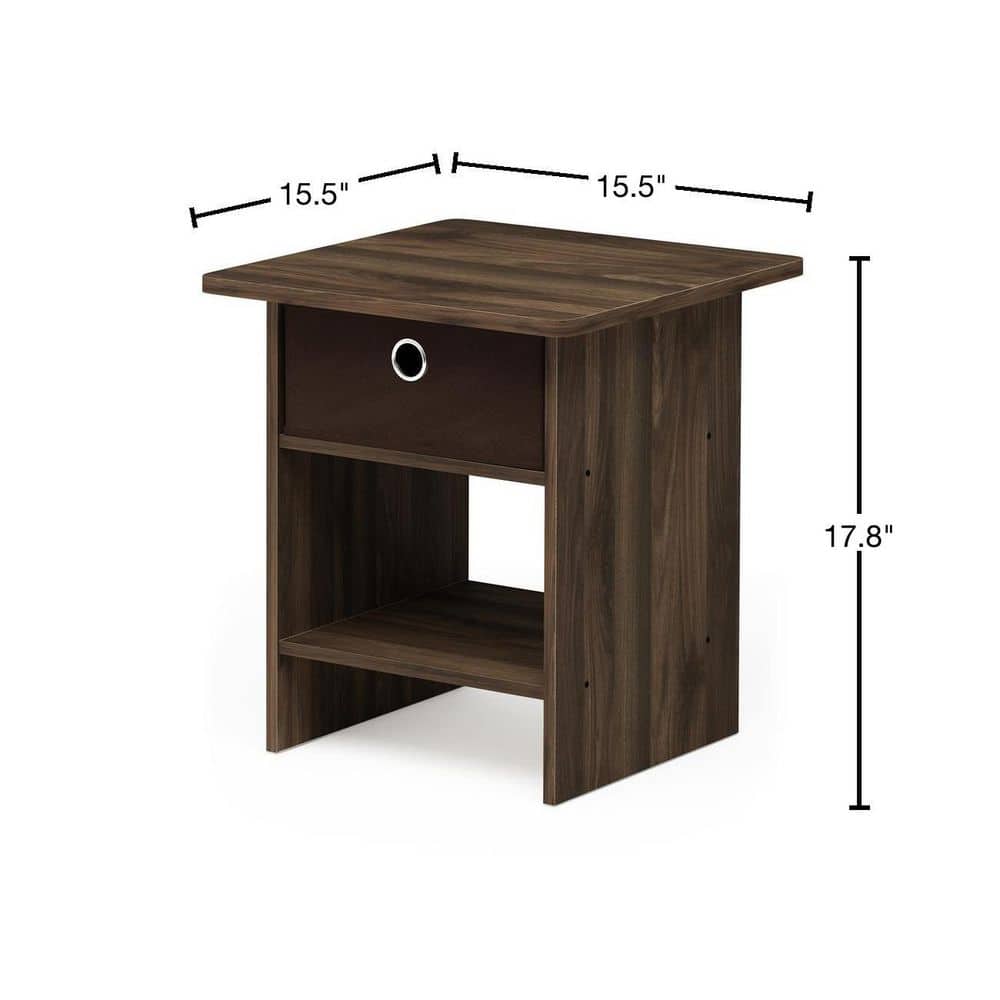 Columbia Walnut Square Wood End Table with Storage