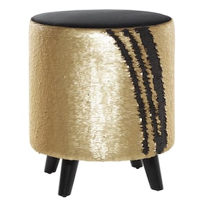 16 in. Gold Fabric Contemporary Stool