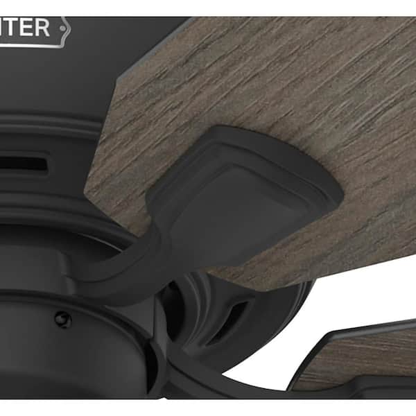 Hunter - Rosner 52 in. Indoor Matte Black Ceiling Fan with Light Kit Included