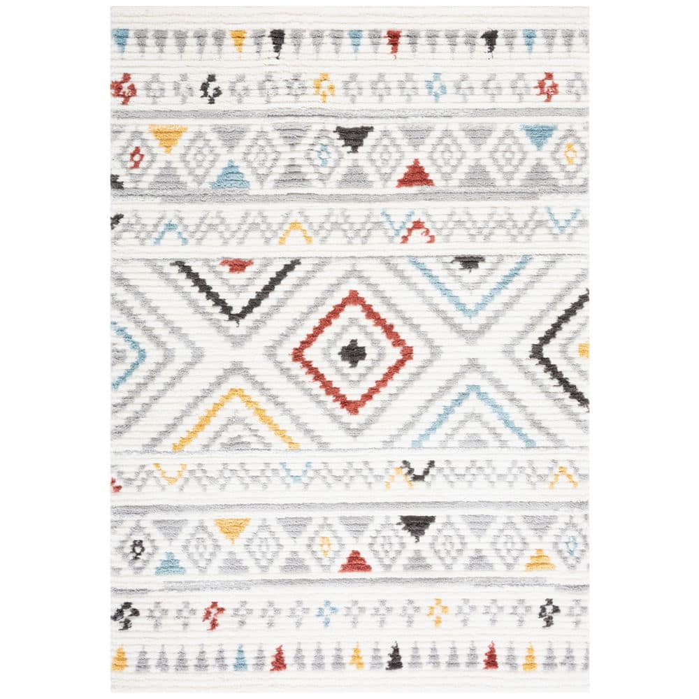 Marrakesh 9 ft. x 12 ft. Ivory/Gray High-Low Diamond Striped Area Rug price history on PriceWatchPro