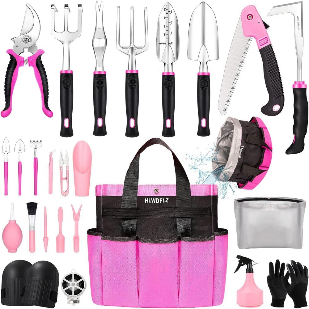 24-Pieces Heavy Duty Garden Tool Set with Detachable Storage Bag, Succulent Tool Set, Weeder in Pink price history on PriceWatchPro