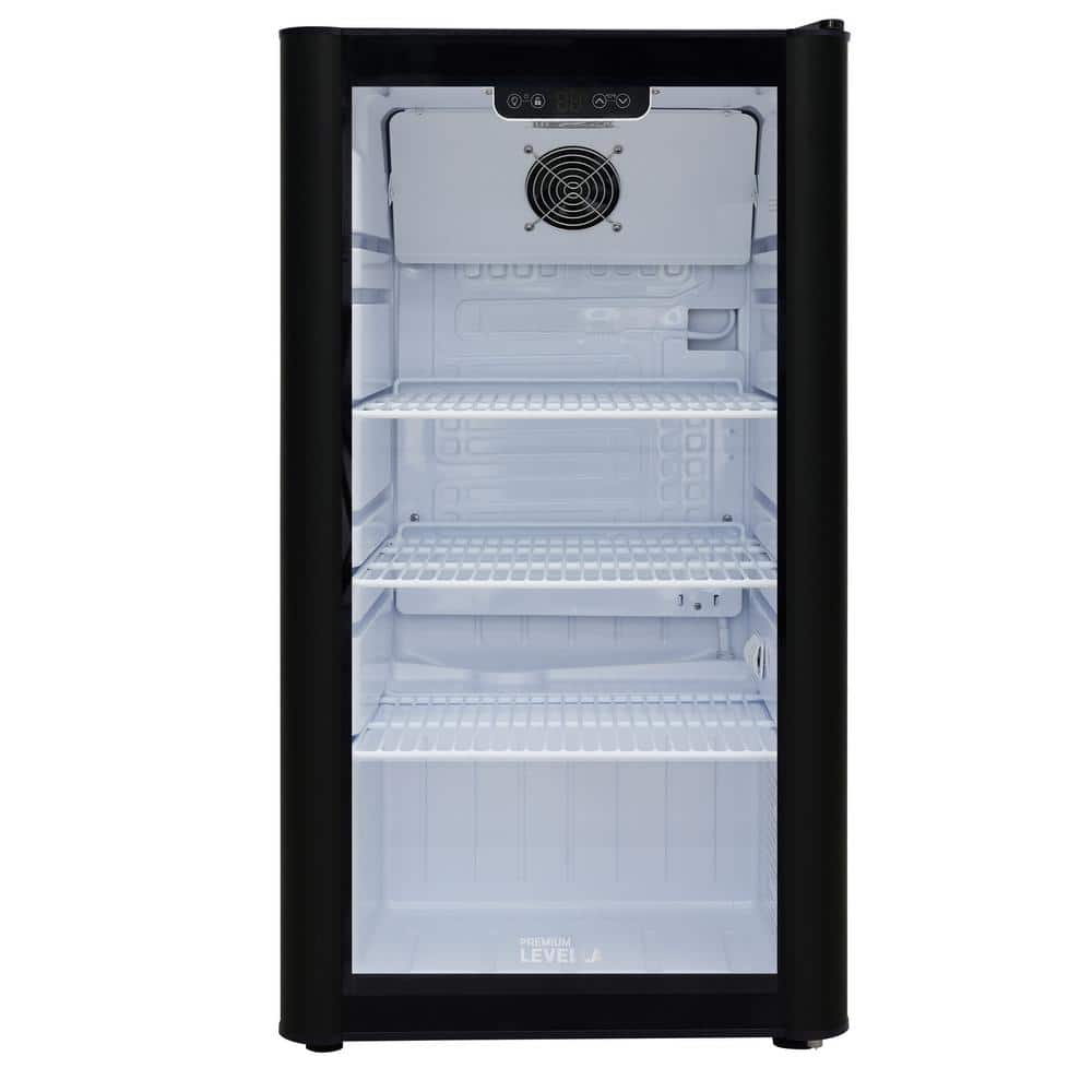 Black Glass Door Display Refrigerator with Adjustable Shelves
