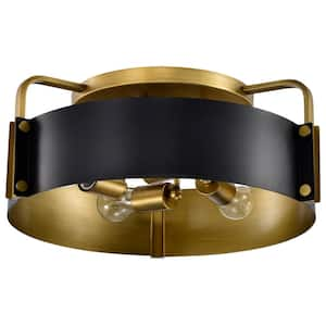 Altos 18 in. 4-Light Matte Black Contemporary Semi- Flush Mount and No Bulbs Included