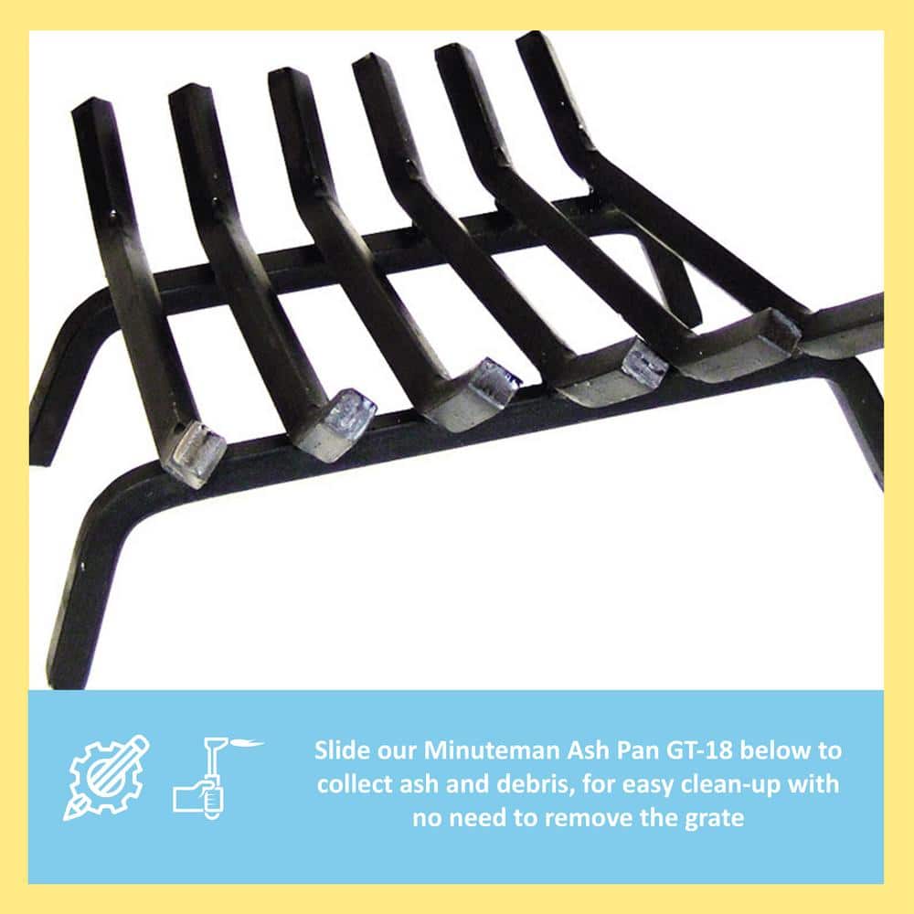 24-Inch Black Steel Tapered Hearth Grate