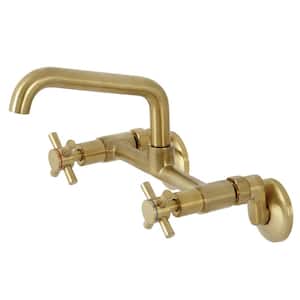 Concord 2-Handle Wall-Mount Kitchen Faucet in Brushed Brass