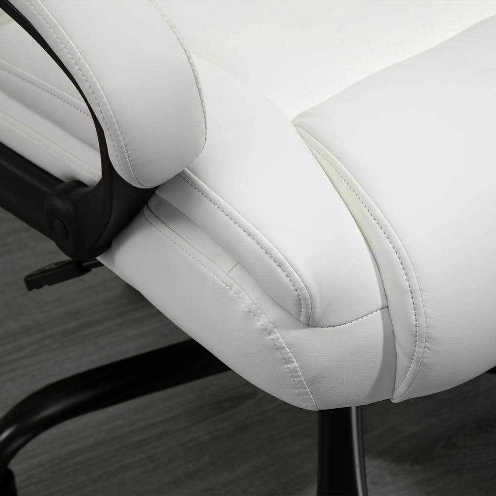 White Faux Leather High Back Executive Swivel Office Chair