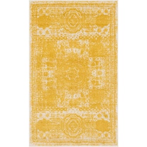 Bromley Wells Yellow 3 ft. 3 in. x 5 ft. 3 in. Area Rug