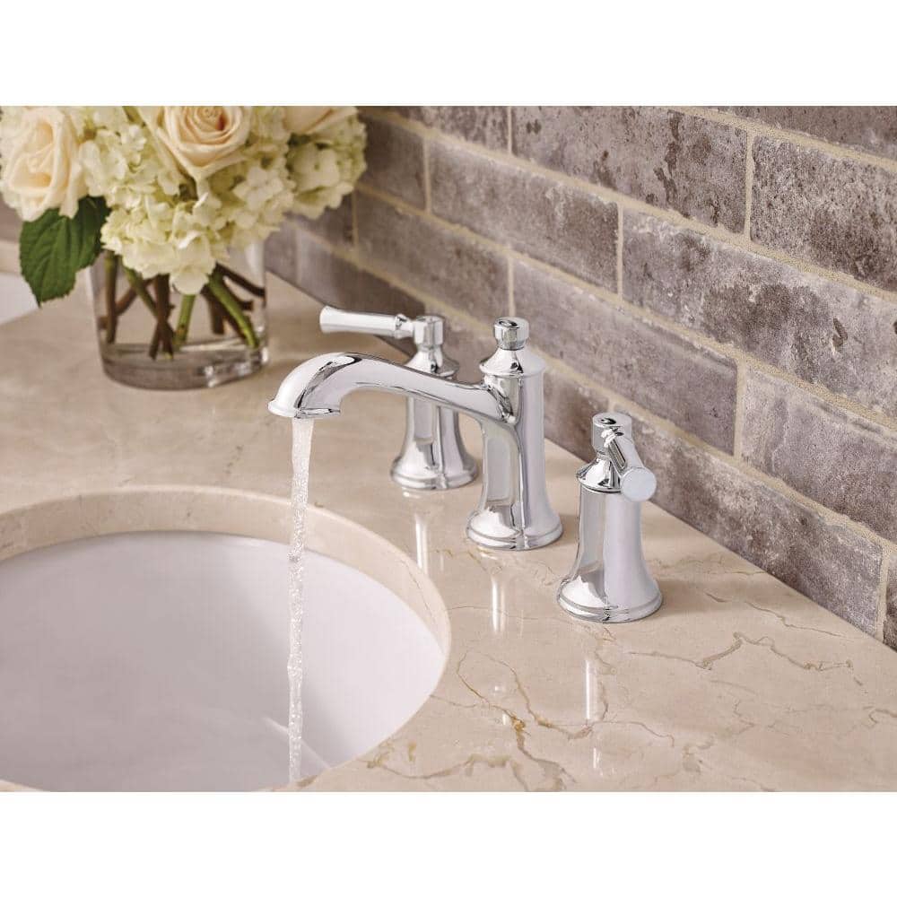 Chrome Two-Handle Widespread Bathroom Faucet with Metal Handles