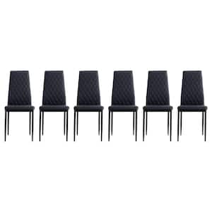 Black PU Leather Upholstered Dining Chairs Set of 6 for Living Room, Modern Dining Room Chairs