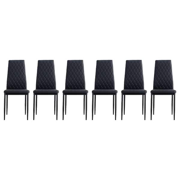 Angel Sar Black PU Leather Upholstered Dining Chairs Set of 6 for Living Room, Modern Dining Room Chairs
