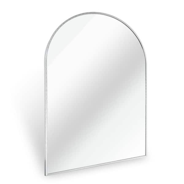 Unbranded 24 in. W x 36 in. H Arched Framed Wall Bathroom Vanity Mirror in Silver for Bathroom, Living Room
