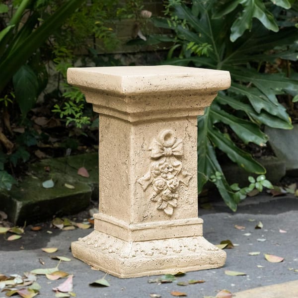 William 19 in. H Outdoor/Indoor Concrete MGO Vintage Decorative Pedestal Plant Stand, Sand