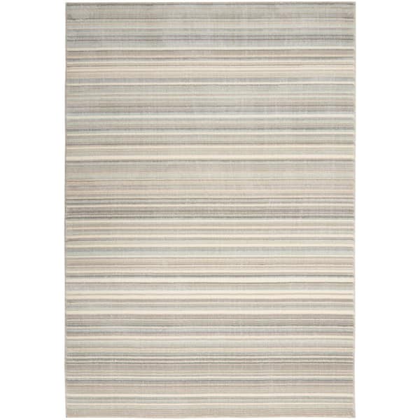 Nourison Marmara Grey Ivory Teal 4 ft. x 6 ft. Geometric Contemporary Area Rug