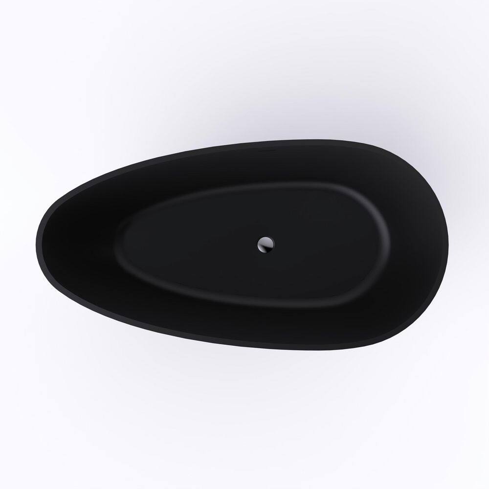Matte Black 67'' Solid Surface Freestanding Soaking Bathtub