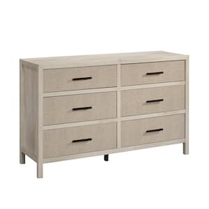 Pacific View 6-Drawer Chalked Chestnut Engineered Wood Dresser 34.567 in. H x 55.827 in. W x 17.480 in. D
