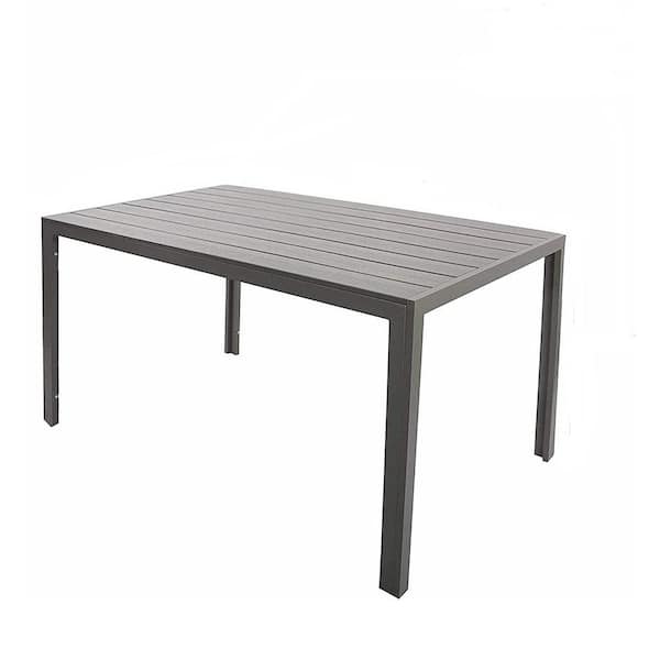 Cisvio Gray 6-Person Outdoor Dining Table, Patio Rectangle Aluminum Table