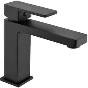 Single Handle Single Hole Bathroom Faucet Basin with Pop-Up Drain in Black