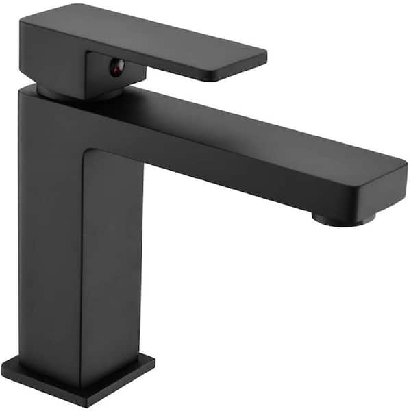 UKISHIRO Single Handle Single Hole Bathroom Faucet Basin with Pop-Up Drain in Black