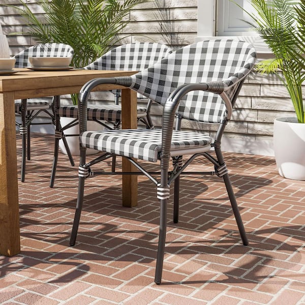 Shreiner Black Aluminum Outdoor Dining Chair in Black
