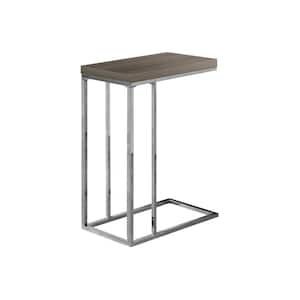 Jasmine 25.25 in. Dark Taupe Particle Board and Chrome Metal Accent Table