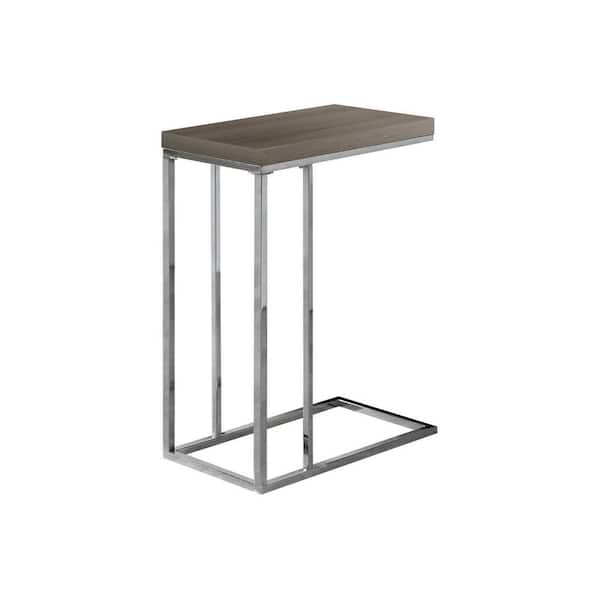 HomeRoots Jasmine 25.25 in. Dark Taupe Particle Board and Chrome Metal Accent Table