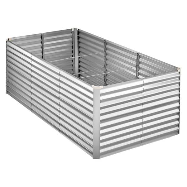 SKYSHALO 8 x 4 x 3 ft. Galvanized Rectangular Raised Garden Bed