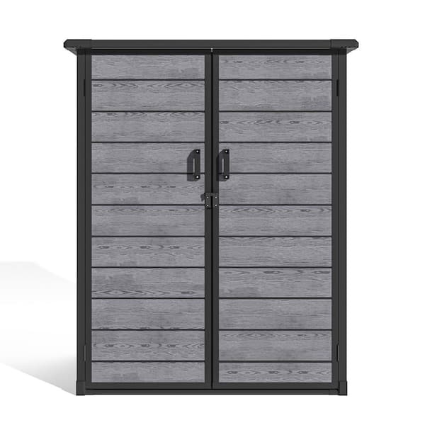 Upgraded 4.6 ft. W x 2.95 ft. D Plastic Outdoor Resin Storage Shed with Floor and 2 Detachable Shelves (13.6 sq. ft. )