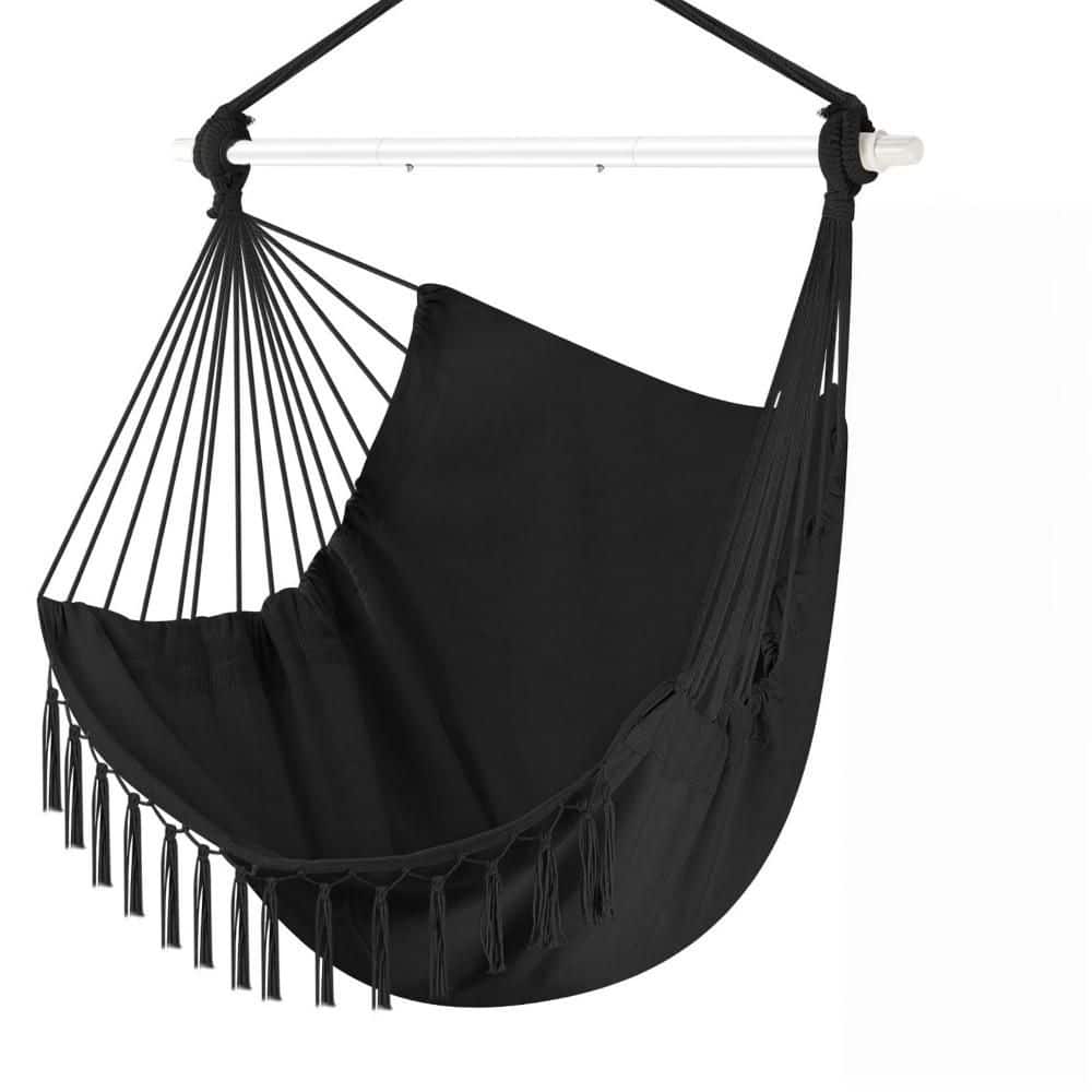 Hammock Chair Hanging Chair Heavy Duty 500 Lbs, Indoor Outdoor Hammock Swing for Bedroom Porch Backyard Camping-Black price history on PriceWatchPro