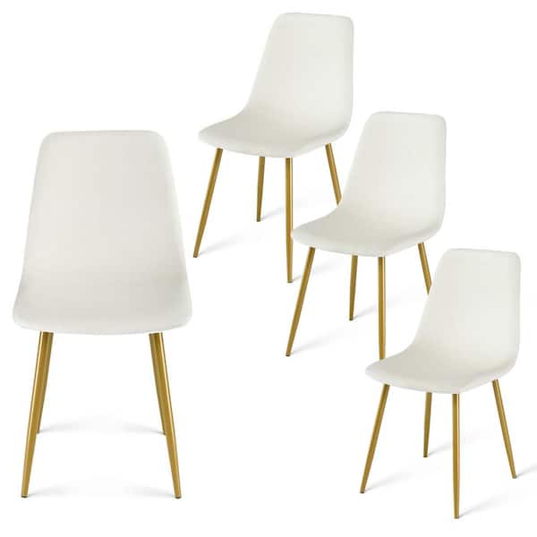Elevens Velvet Beige Upholstered Dining Side Chair (Set of 4)