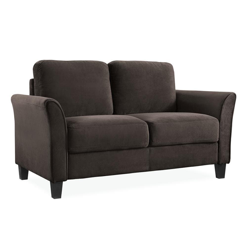 Wesley Coffee Microfiber Loveseat with Curved Arms