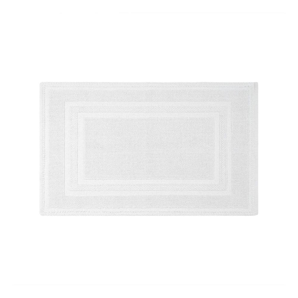 White Cotton Stonewash Racetrack 17x24 Bath Rug