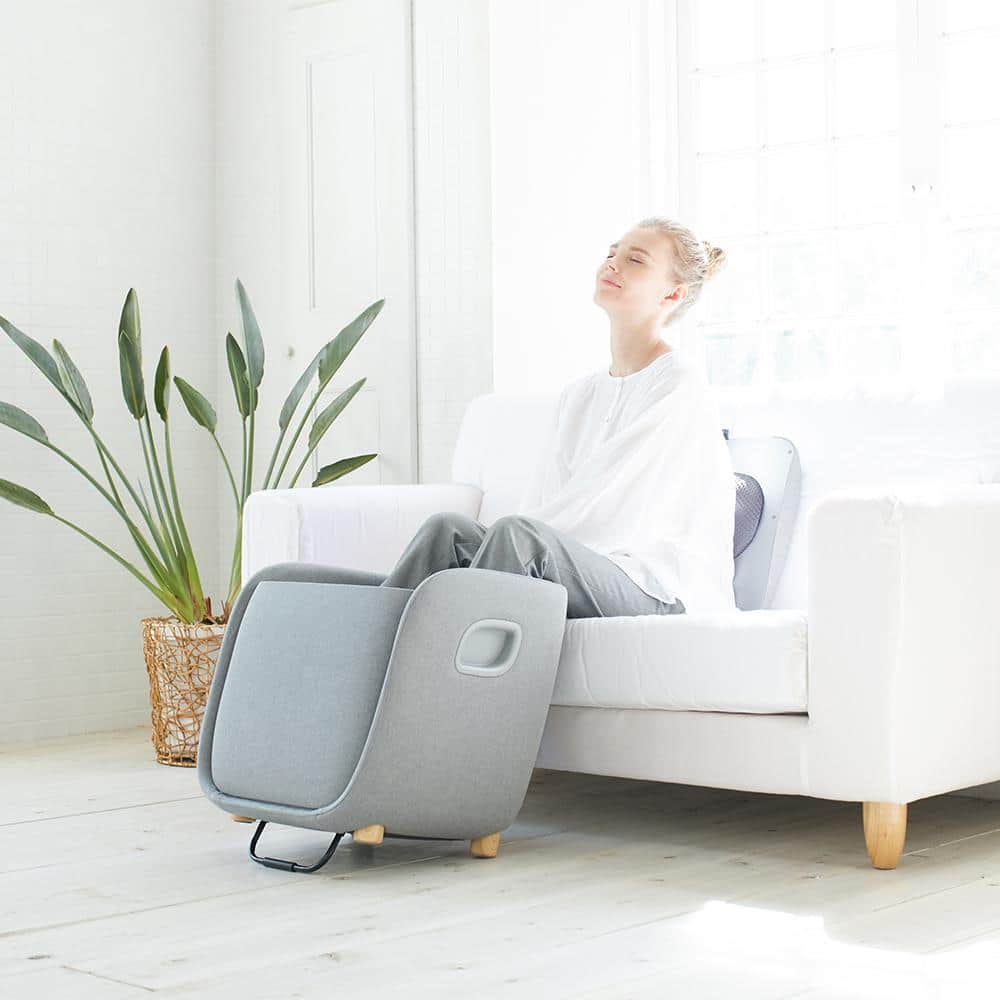 Gray Fabric Foot Calf Lumbar Ottoman Massager with Heated Therapy