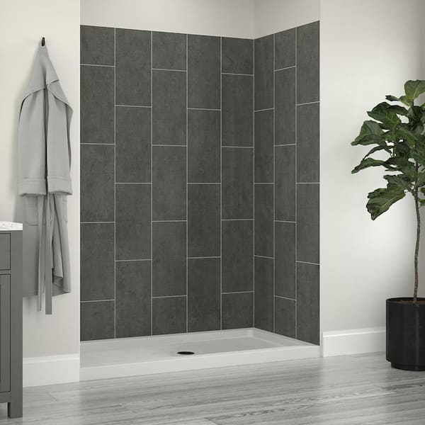 60 in. L x 36 in. W Alcove Shower Pan Base with Center Drain in White